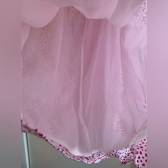 Pink white polka dot animal print ruffle summer dress Y2K boho chic tea party XS - Picture 5 of 8